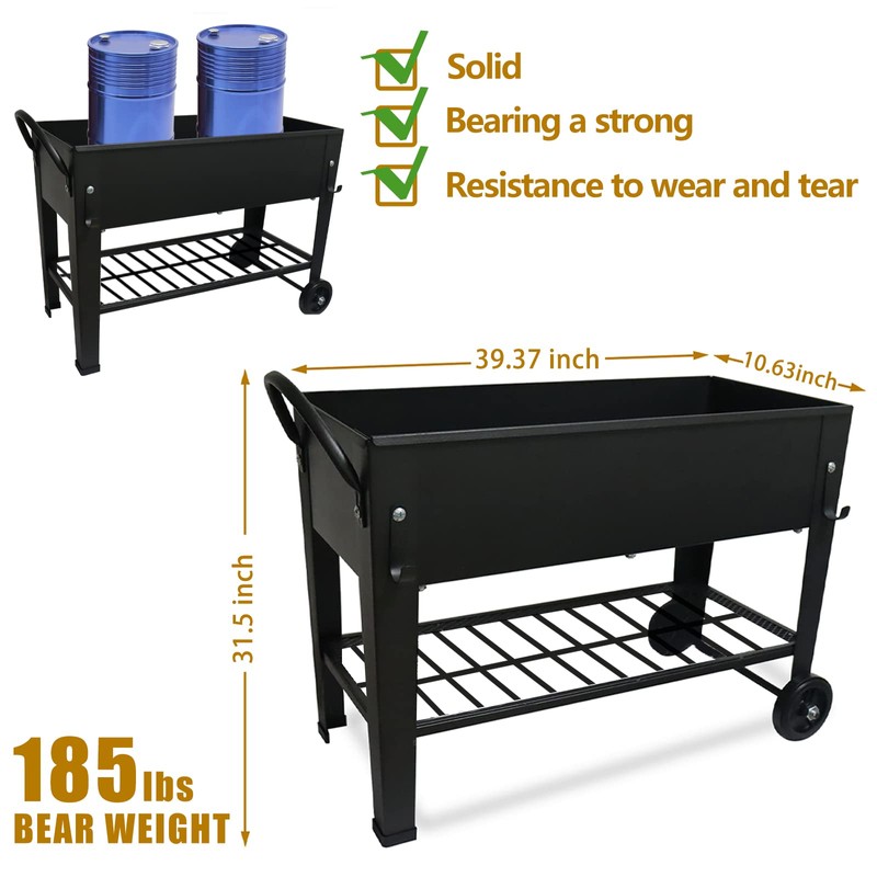 aboxoo Large Planter Raised Beds with Legs Outdoor Metal Planter