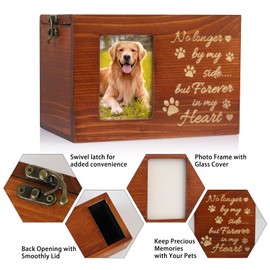 LPREUTWN Pet Memorial Urn for Dog or Cat Ashes Wooden Dog Urns Keepsake Memory Box Cremation Urns with Photo Frame