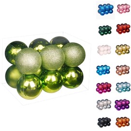 Emopeak 12Pcs Christmas Balls Ornaments Tree Ornaments for Xmas Tree Holiday Wreath Garland Decor Ornaments Birthday Valentines Day Easter Holiday Wedding Decorations(Grass Green, 3.2"/8CM)