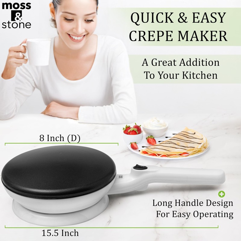 Moss & Stone Cordless Electric Crepe Maker With Auto Power