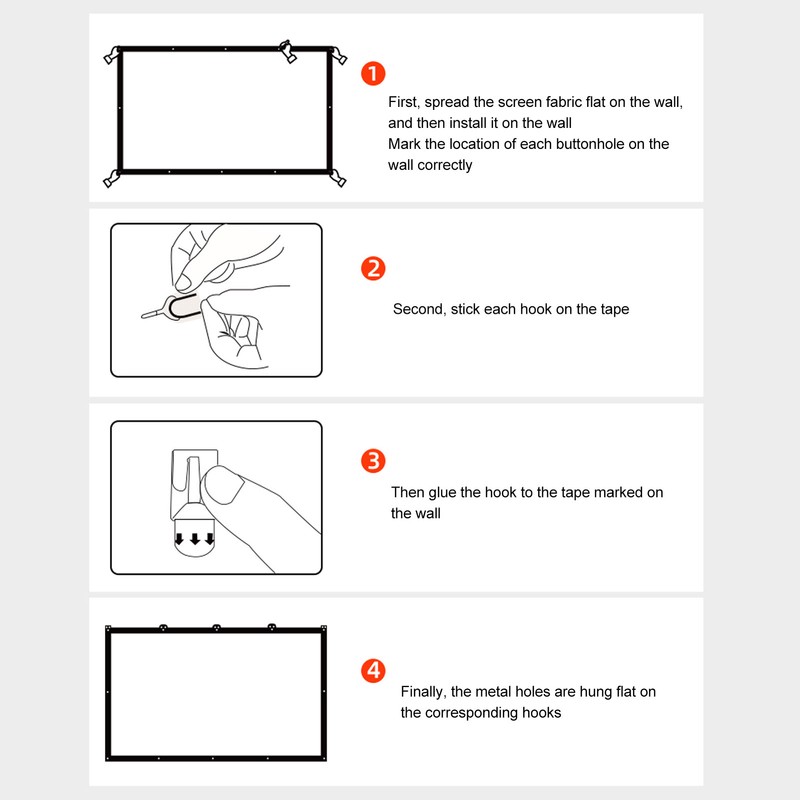 84inch Projector Screen 16:9 HD Projection Screen with Hook for