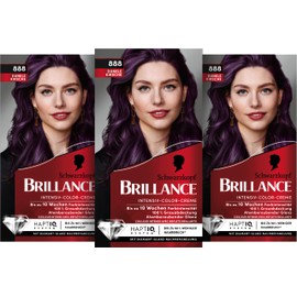 Brillance Intensive Colour Cream Hair Colour 888 Dark Cherry, Level 3, Pack of 3 (3 x 160 ml)