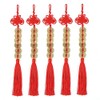 Topxome Retro 6 Coins Red Chinese Knot Copper Feng Shui