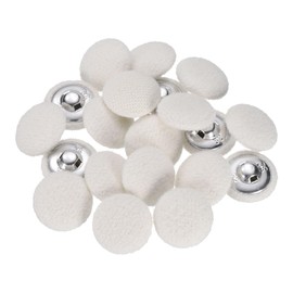HARFINGTON 20pcs Fabric Cloth Covered Buttons 0.8" Round Plush Sweaters Button with Aluminum Shank Sewing Button for Woolen Coat Jacket Shirt DIY, White