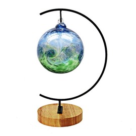 FOSINZ Ornament Display Stand Round Wood Iron Hanging Stand Holder for Hanging Glass Globe Air Terrarium Ball Christmas Ornament Home Wedding Decoration (packs of 2)