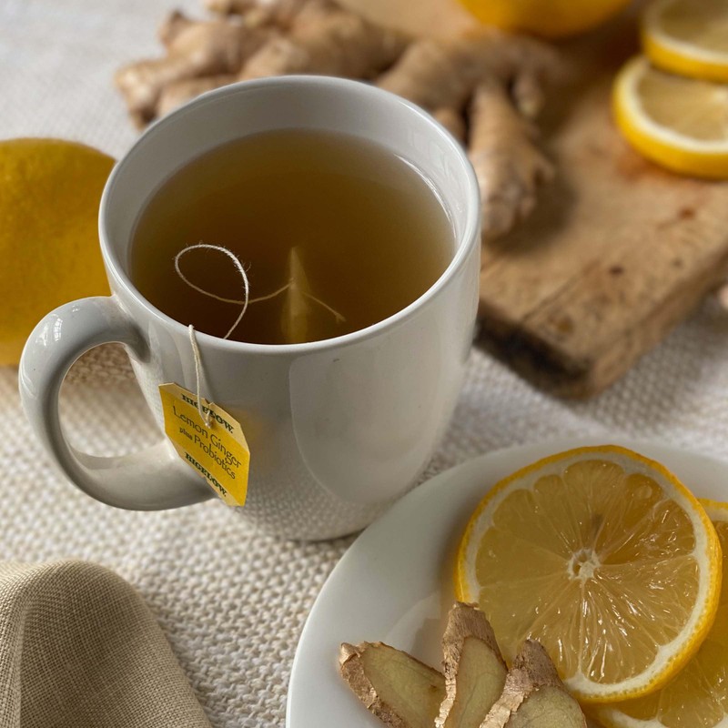 Bigelow Tea Lemon Ginger plus Probiotics Herbal Tea, Caffeine Free