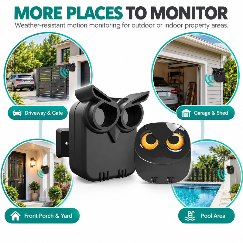 Wireless Driveway Alarm for Home Security – Waterproof Motion Sensor
