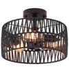 Hchunqjor 3-Light Coastal Black Woven Flush Mount Light Fixture Rustic
