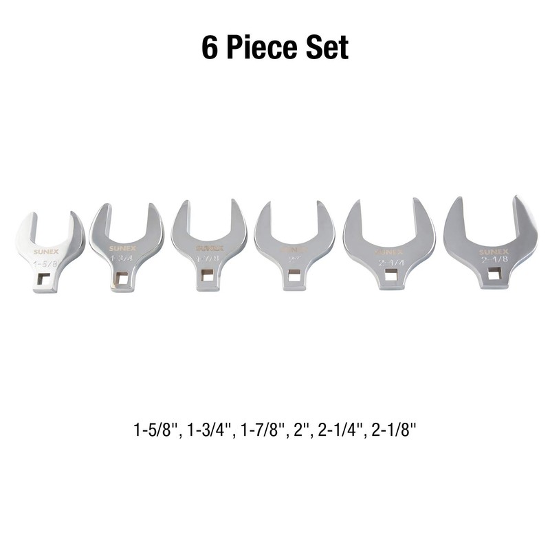 SUNEX TOOLS 9722A 6 Piece 1/2" Dr. Jumbo Crowfoot Set
