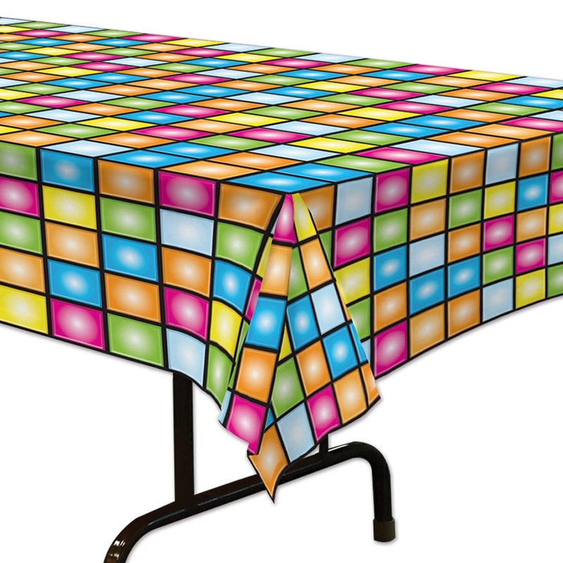 Beistle Disco Tablecover, 54” x 108” – Plastic Table Cloth,
