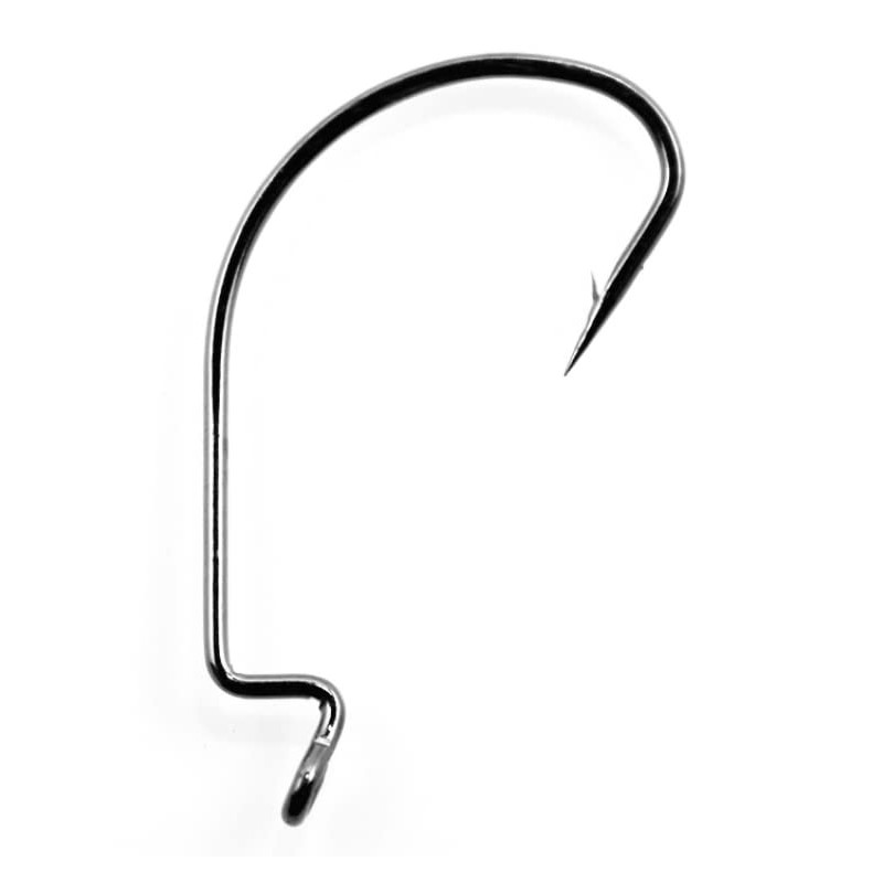 Freell 100pcs Offset Hooks #6 Worm Hooks Black Bass Rockfish