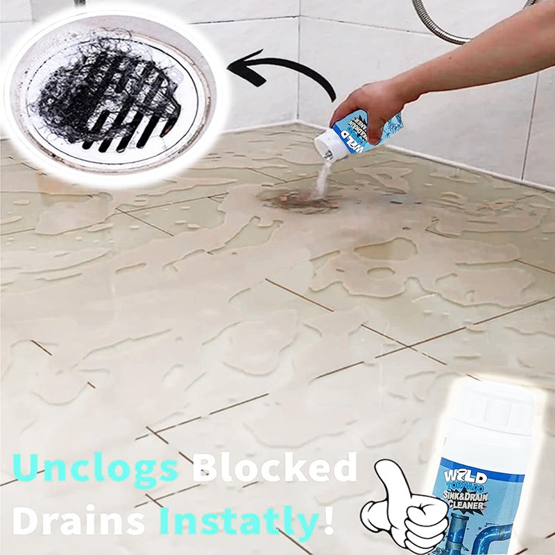 Wild Tornado Pipe Dredge, Powerful Sink and Drain Cleaner Powder,