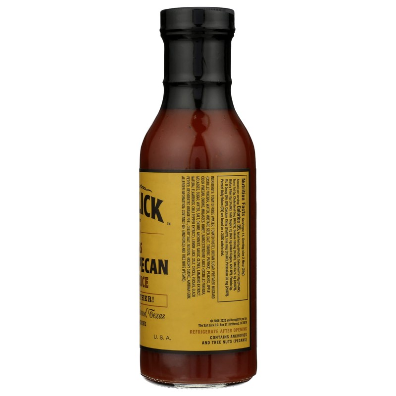 Salt Lick Honey Pecan BBQ Sauce, Gluten Free, 12 Ounces