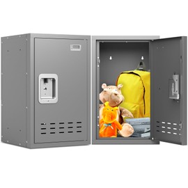 BUTISOW 19.7" H Locker Storage - Metal Locker with Lockable Door, Small for Office, Employees and Kids - Gray - Assembly Required
