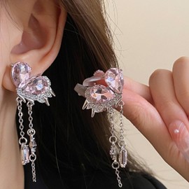 Heart Earrings for Women Valentines Day Gifts for Her Red Rhinestone Heart Dangle Earrings Valentines Earrings for Wife Girlfriend Valentines Accessories Outifts