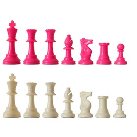 Chess Pieces Plastic King Size 97 mm pink/white