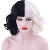 Peluca Negra y Blanca, Disfraces de Halloween Mujer, Peluca Halloween