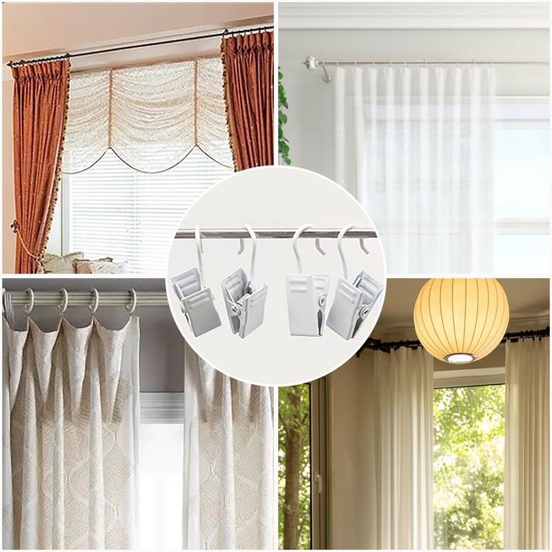 ADOFUN Curtain Clips, Stainless Steel, Set of 50, Curtain Hooks