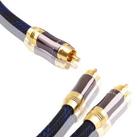 KUYIOHIFI Dual Shielded (OD 8.0mm) 1 RCA Male to 2 RCA Male Audio Cable RCA Y-Adapter Subwoofer Cable (4 Feet)