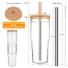 Luxgola 24oz Glasses Tumbler with Bamboo Lid,2 Pack Wide Mouth