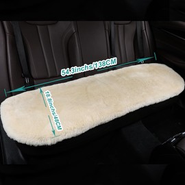 OGLAND Fluffy Genuine Sheepskin Car Seat Cover for Auto Fuzzy Interior Accessories Cushion with Soft Wool Natural Fur Non-Slip (Pearl, Back)