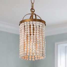 ABRASH Beaded Pendant Light Fixtures, Small Boho Chandelier for Dining Room, Hallway, Bedroom, 6" Dia