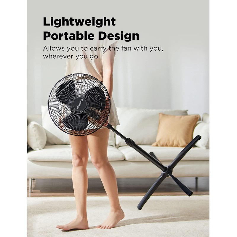 PELONIS 16 inch Pedestal Fan for Bedroom , Oscillating Fan,