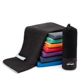 Microfibre Towel Set for Sauna, Fitness, Sports, Beach Towel, Sports Towel, Anthracite Brush Set 2: XL (180 x 80) & S (80 x 40)