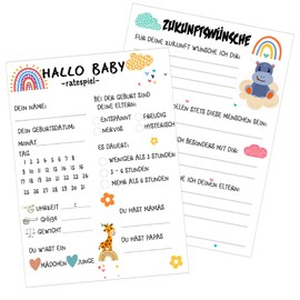 ZELAITE Baby Shower Games, 25 x Baby Shower Guessing Game Cards to Fill in, Baby Shower Games for Boys and Girls, Great Game for Baby Shower and Gender Reveal Celebration (A)