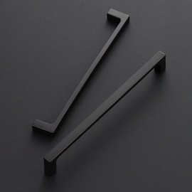 Ravinte 10 Pack Matte Black Cabinet Pulls - 7-1/2 Inch Hole Centers Kitchen Handles - Solid Zinc Alloy Drawer Hardware With Square Bar