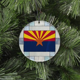 Arizona Christmas Ornament - Faux Stained Glass Design Effect Featuring State Flag - 2024 Acrylic Tree Decoration - Holiday Gift and Home Decor