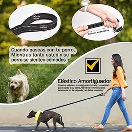 Correa para Perro,4 en 1 Entrenamiento Correa Reflectante Elástico de Carro,con Mango Acolchado,Viene con un Mosquetón con Cerradura de 360 °,para Perros Medianos y Grandes