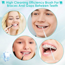 Lezmarket Lezmarket 300PCS Interdental Brushes for Braces, Soft and Bendable Dental Brush for Orthodontic Braces, Braces Cleaner Brush Tooth Pick Teeth Flossers Brushes for Teeth (White and Black)