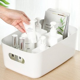 Square handle storage basket 2 piece set (16x24.5cm) (white) 3ea