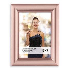 Langdon House 5x7 Picture Frames (Rose Gold, 3 Pack), Contemporary Glam Photo Frames 5 x 7, Wall Mount or Table Top, Celebration Collection
