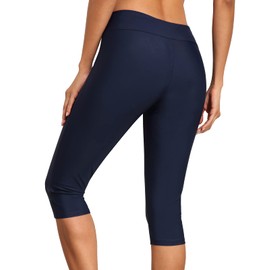 Septangle Women's Swim Pants Capris UPF 50 Water Outdoor Sport Leggings (US 22W, Navy Blue)