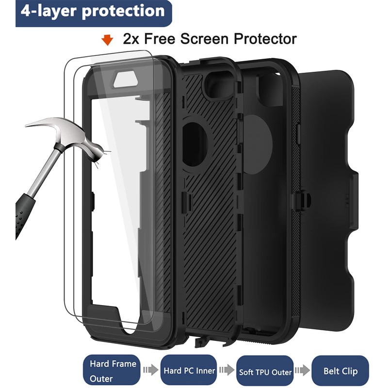 Case with Belt Clip Holster, 2x Screen Protector 30