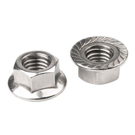 M6 Flange Lock Nuts Stainless 18-8 (304) Serrated Flange Nuts, 50pcs