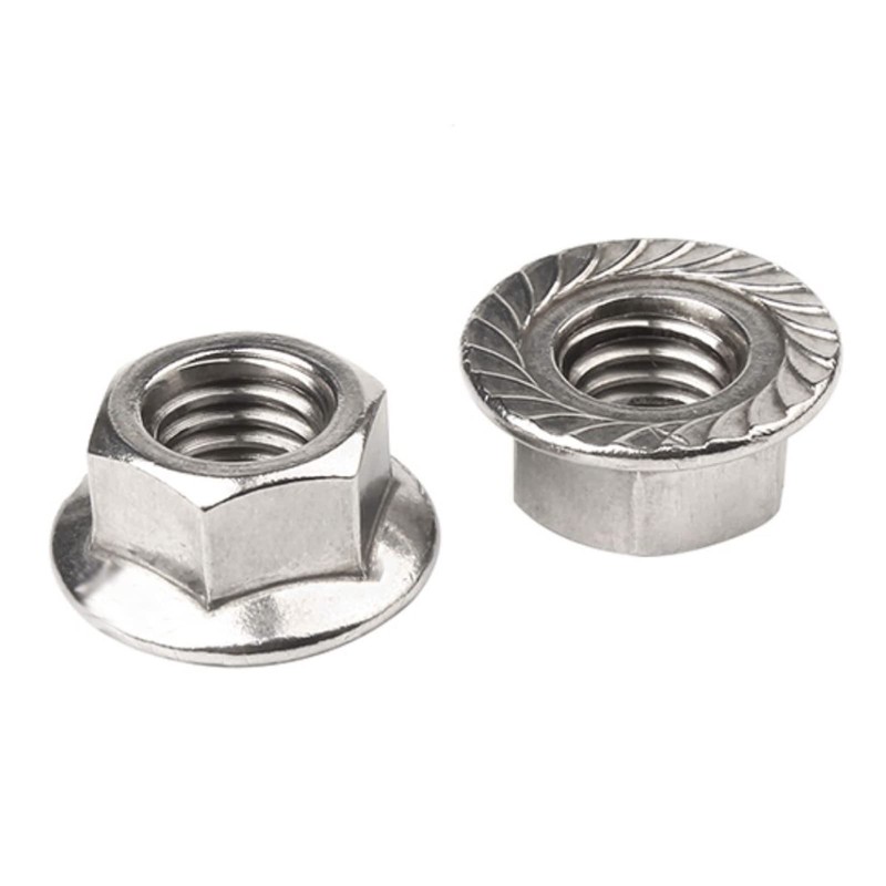 M6 Flange Lock Nuts Stainless 18-8 (304) Serrated Flange Nuts,