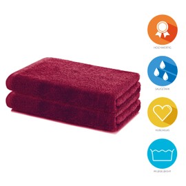 Lavea Bath Towels Set of 2, 60 x 120 cm, Soft and Absorbent 100% Cotton Towels, Bordeaux, Oeko-Tex 100 Certified, with Hanging Loops, Washable at 60 Degrees, Wellness Bath Towels