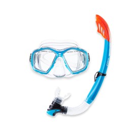 Two Bare Feet PVC Snorkel and Mask Set for (Adults) – Premium Anti-Fog Diving Gear with Adjustable Fit, Leak-Proof PVC Snorkel, Perfect for Snorkelling, Swimming, Scuba & Freediving (Aqua)