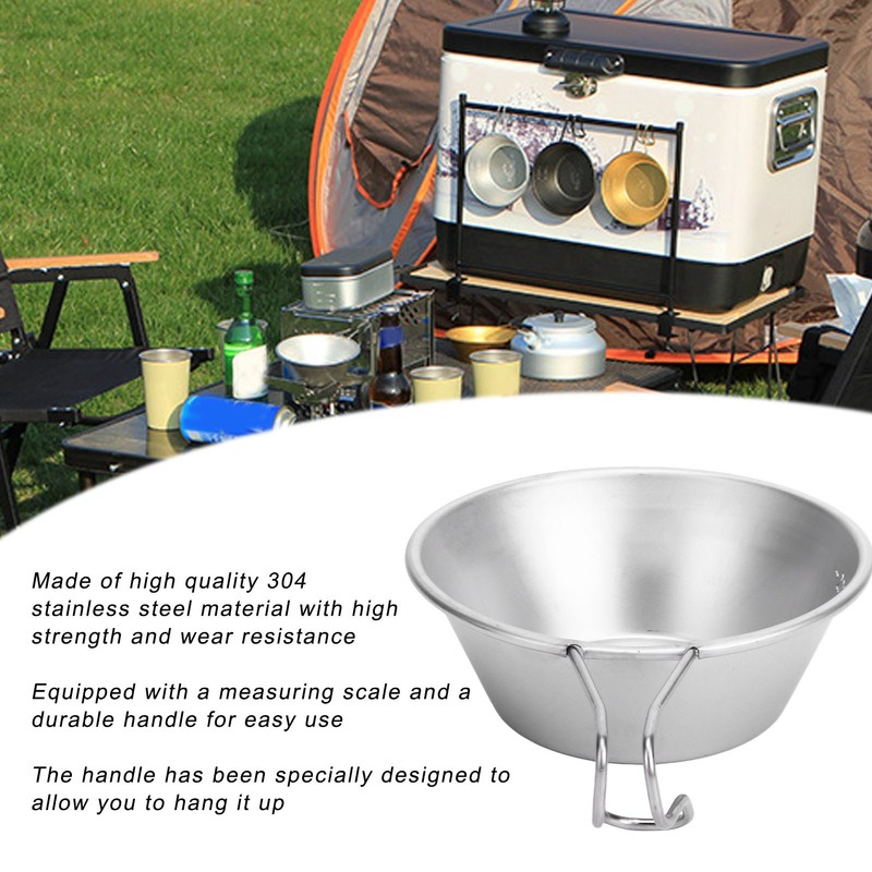 Camping Cup Backpacking Bowl Cup Stainless Steel with Hook Shape