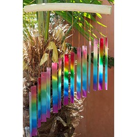 Sunlover Large Handmade Fair Trade Glass Wind Chimes - Rainbow