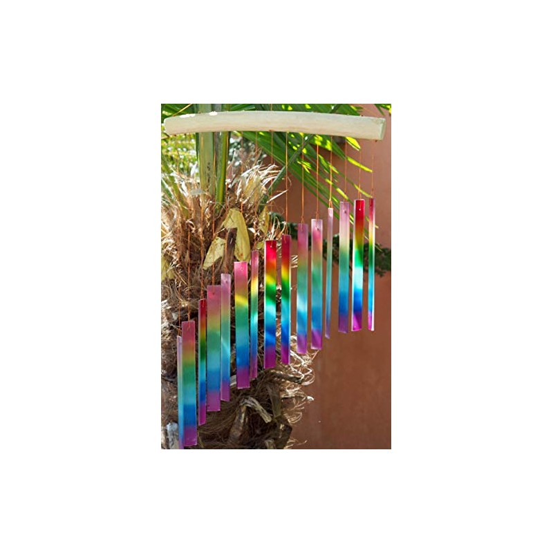 Sunlover Large Handmade Fair Trade Glass Wind Chimes - Rainbow