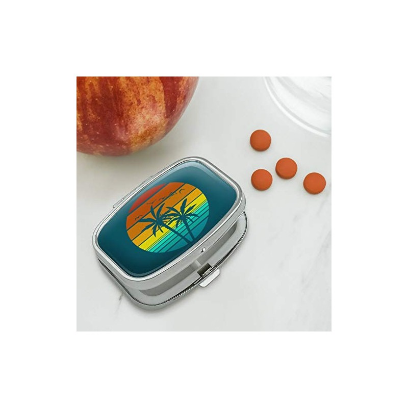 Sunset with Palm Trees Graphic Rectangle Pill Case Trinket Gift
