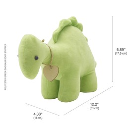 Elements Plush Weighted Fabric Green Dinosaur Door Stopper, 12.2x4.33x6.89 Inch