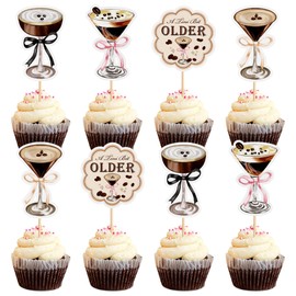 Ercadio 28 Pack Martini Party Cupcake Toppers Picks Coffee Espresso Martini Themed for A Tini Bit Older Party Bachelorette Party Supplies