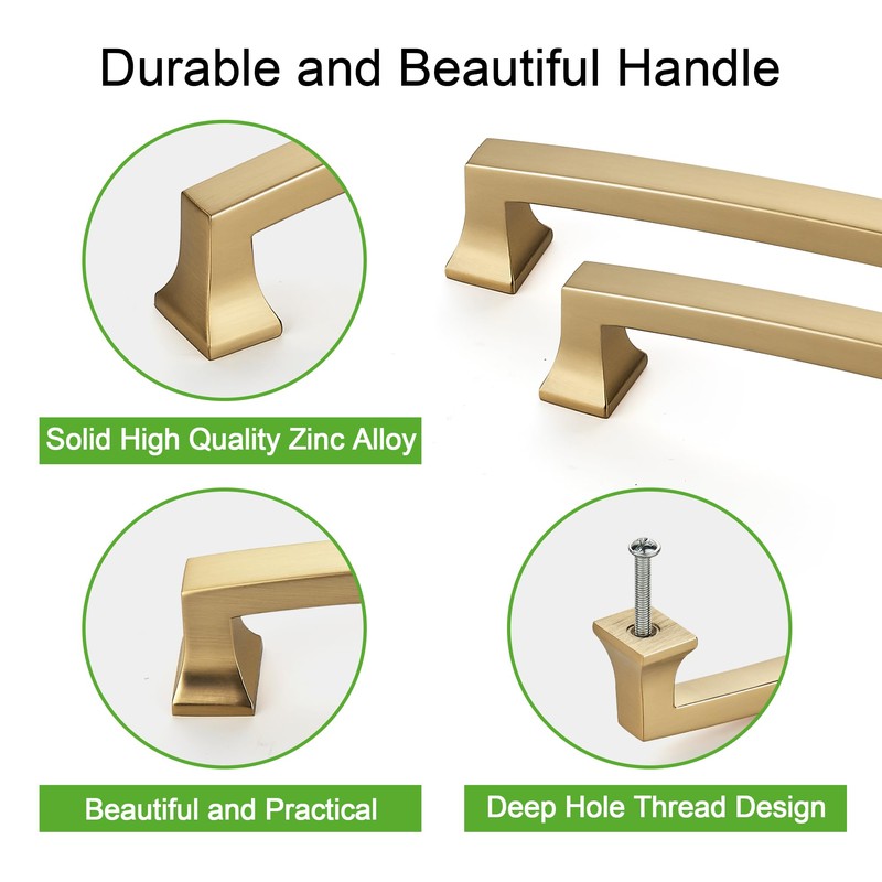 TUNNY 10 Pack Cabinet Handles-Champagne Bronze 5"/128mm Screw Spacing Drawer