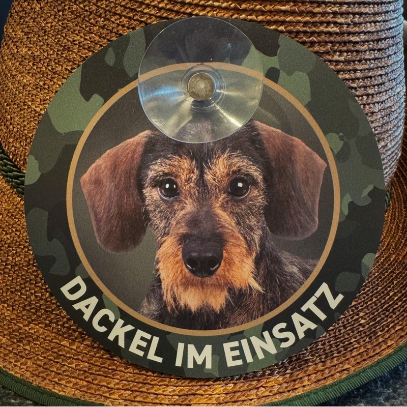 Wilde Hilde Original Dachshund, Teckel, Dachshund, Rauhaardackel Sign with Suction