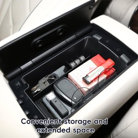 MARCHFA Center Console Organizer Tray Compatible for Genesis gv80 2025 Accessories Rear Row Armrest Storage Box Holder Tray Organizer Insert (Rear Armrest)